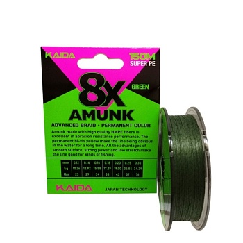 Плетеный шнур AMUNK 8X green 150м 0,14мм