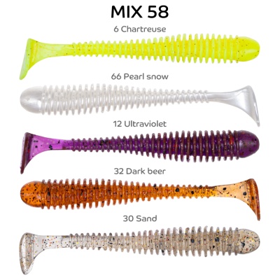 Силикон. приманки Crazy Fish Vibro Worm 3.  11-75-M58-6