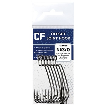 Офсетный крючок Crazy Fish Offset Joint Hook №3/0  (7шт.)