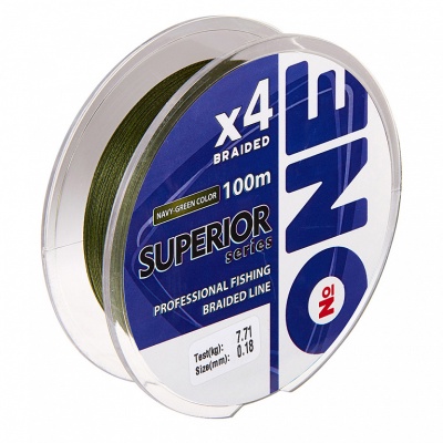 Плетеный шнур №ONE SUPERIOR X4-100 (green) d0.06