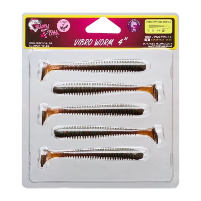 Силикон. приманки Crazy Fish Vibro Worm 4.  75-100-14-6
