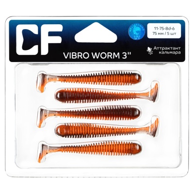 Силикон. приманки Crazy Fish Vibro Worm 3.  11-75-8d-6