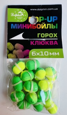 Бойлы Dolphin 6/10 плавающие(горох-клюква)