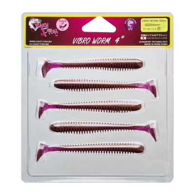 Силикон. приманки Crazy Fish Vibro Worm 4.  75-100-12-6
