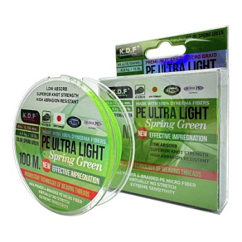 Плетеный шнур KDF Ultra Light Sprint Green  0.090 мм 100 м