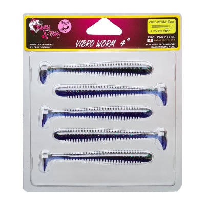 Силикон. приманки Crazy Fish Vibro Worm 4.  75-100-50d-6