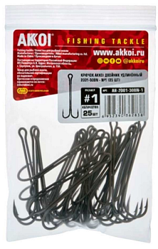 Крючок AKKOI двойник удлинённый № 1 (19 шт.)