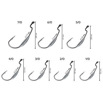 Офсетный крючок Crazy Fish Offset W hook №5/0  (3шт.)