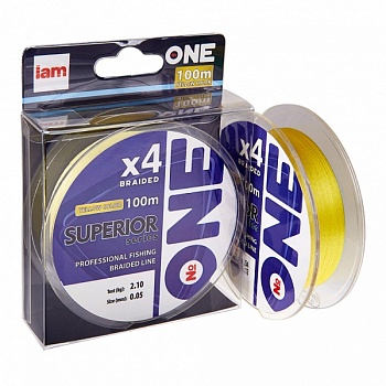 Плетеный шнур №ONE SUPERIOR X4-100 (yellow) d0.24