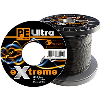 Плетеный шнур AQUA PE ULTRA EXTREME 1,00mm 250m (Цвет черный)