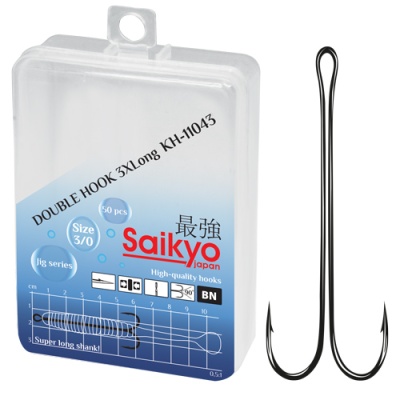Крючки Saikyo двойн. Long Shank KH-11043 3XL BN № 2/0 (50шт.)