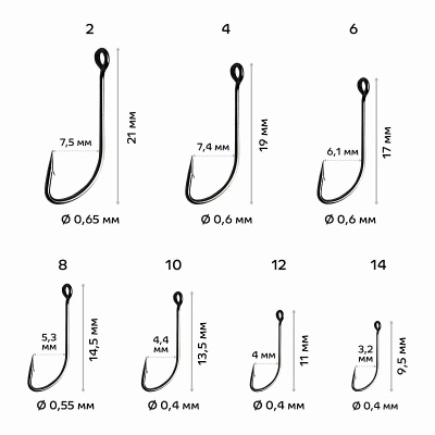 Одинарный крючок CF S hook №4 15 шт.черный